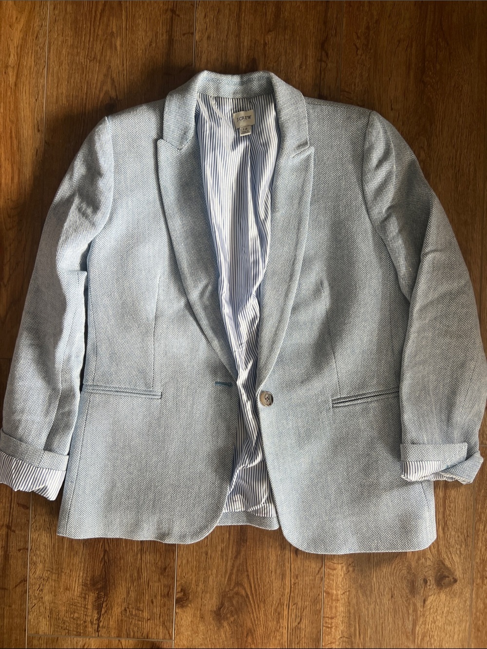 J. Crew Pale Blue Herringbone Women’s Blazer